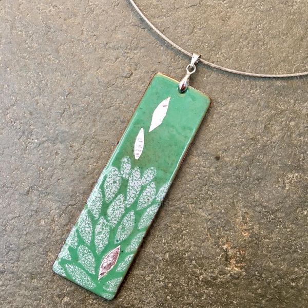 A lovely combination of enamel and silver foil for a winter pendant