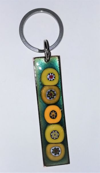 Key fob in enamel decorated with millifiore