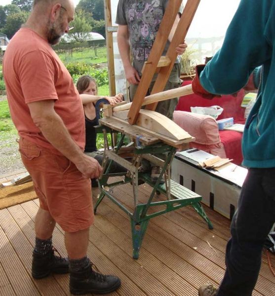 Steam bending green wood chair legs