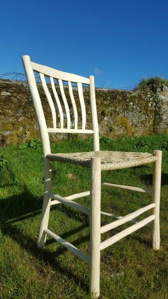 Ash lath back green wood chair