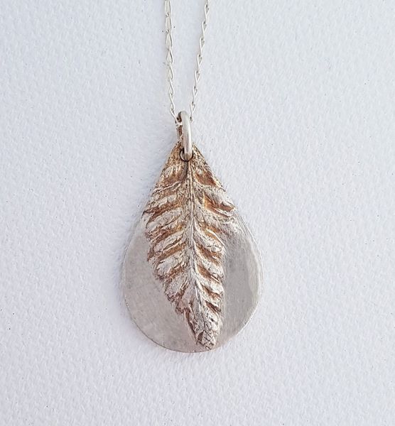 Ella's pendant textured with Devon fern