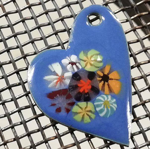 Blue enamelled heart pendant