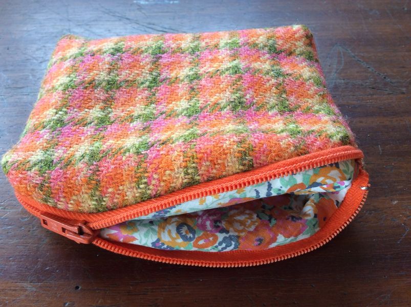 Zipped purse with lining, part of Learn to Sew course, Frome