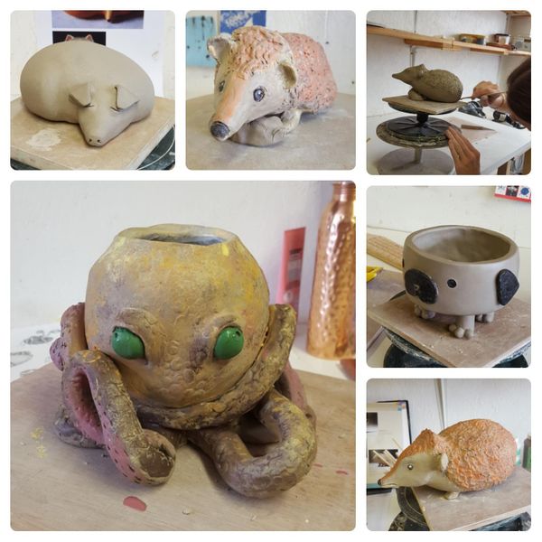 Pottery taster workshop making animals Bournemouth