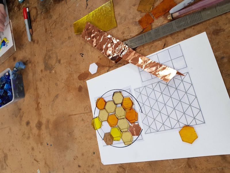 Glass fusing and slumping at Cambridge Art Makers, honeycomb