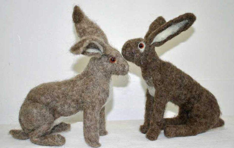 Hares made by student in the workshop