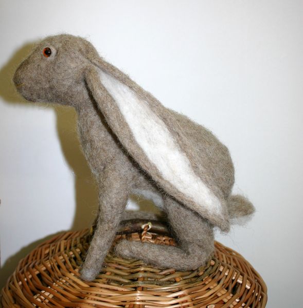 Needle felted hare made by student