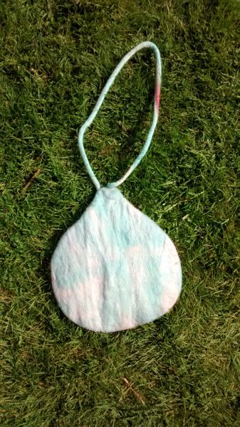 Wet felted hollowform (bag)