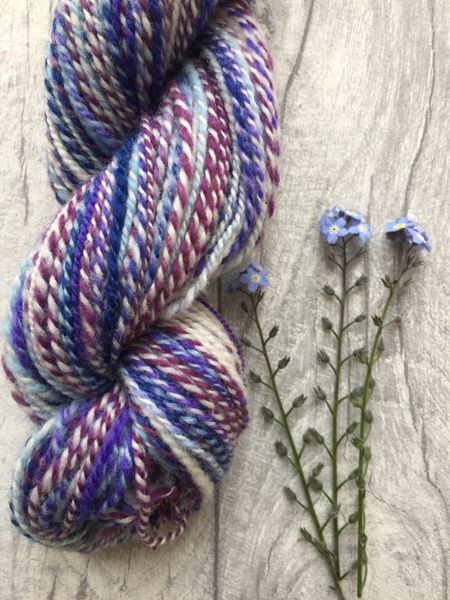 Hand spun from dyed tops