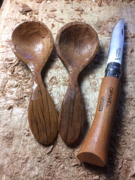 Teak caddy spoons