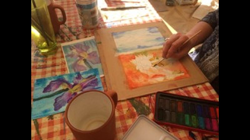 Watercolour workshop in Artist's studio Gainsborough Town, Lincolnshire