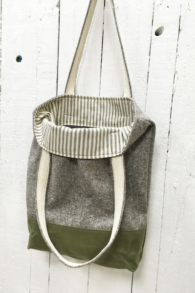 Wool & canvas vegan tote bag