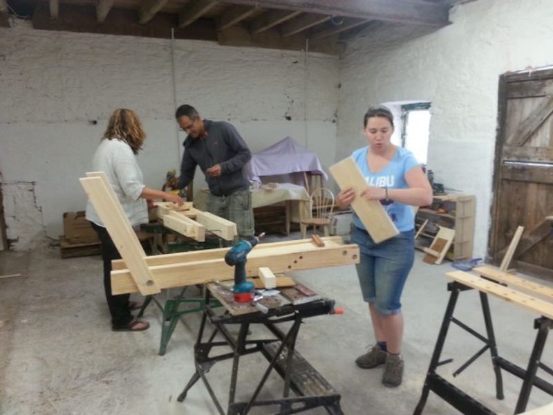 Students on a shave horse course in Devon