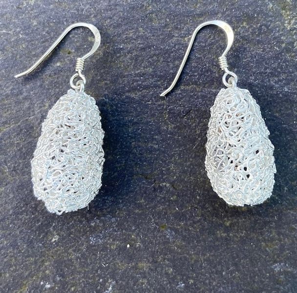 Silver clay earrings at Cowshed Creative, South Lakes, Cumbria