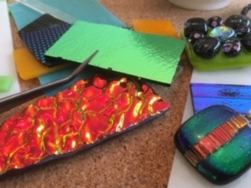 Fusing glass materials to use at the workshop in Forsbrook