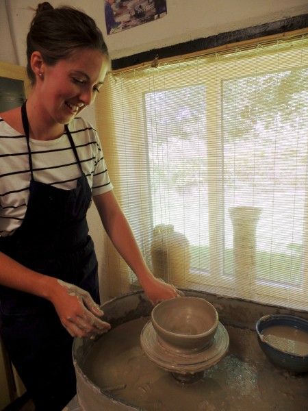 Students work . Throwing Lessons on the Potters Wheel in Salhouse Norwich Norfolk