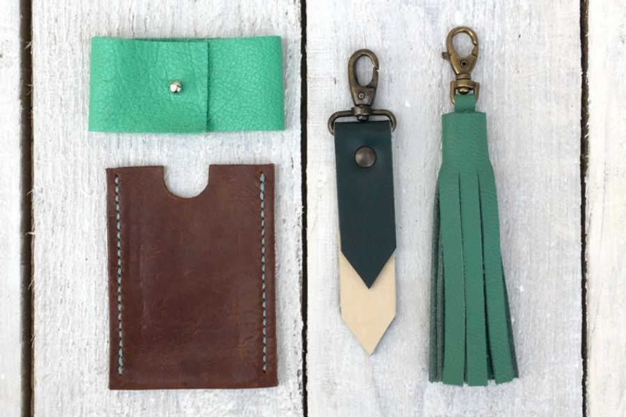 Card holder, cuff, and two types of key ring