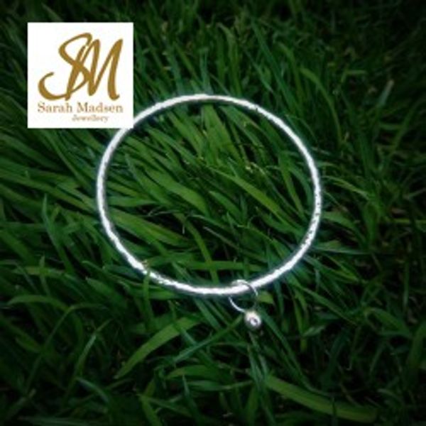 New sterling silver bangle with nugget charm