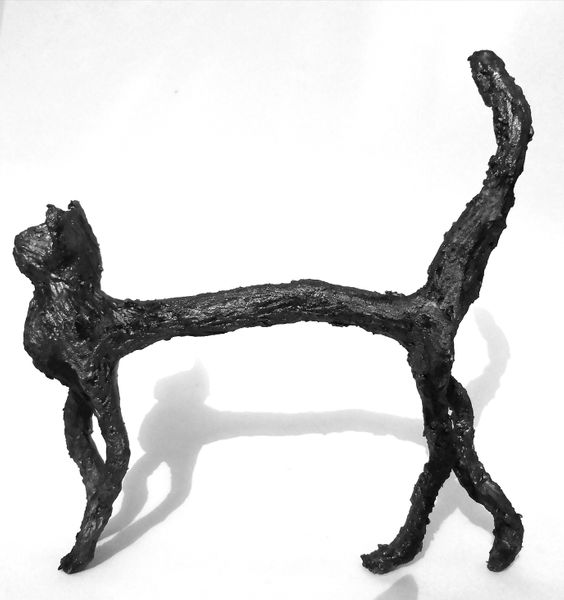 Bronzed cat Giacometti style made on my one day workshop.