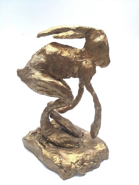 Finished hare by student. Gilded in gold / bronze finish