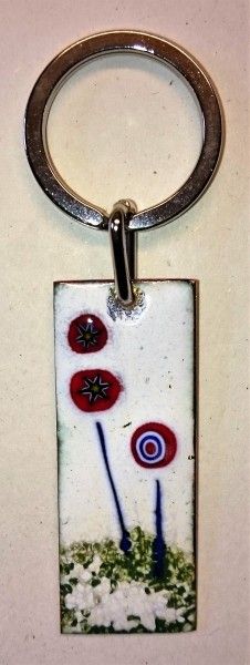 Enamelled key fob decorated with stringers and millifiore