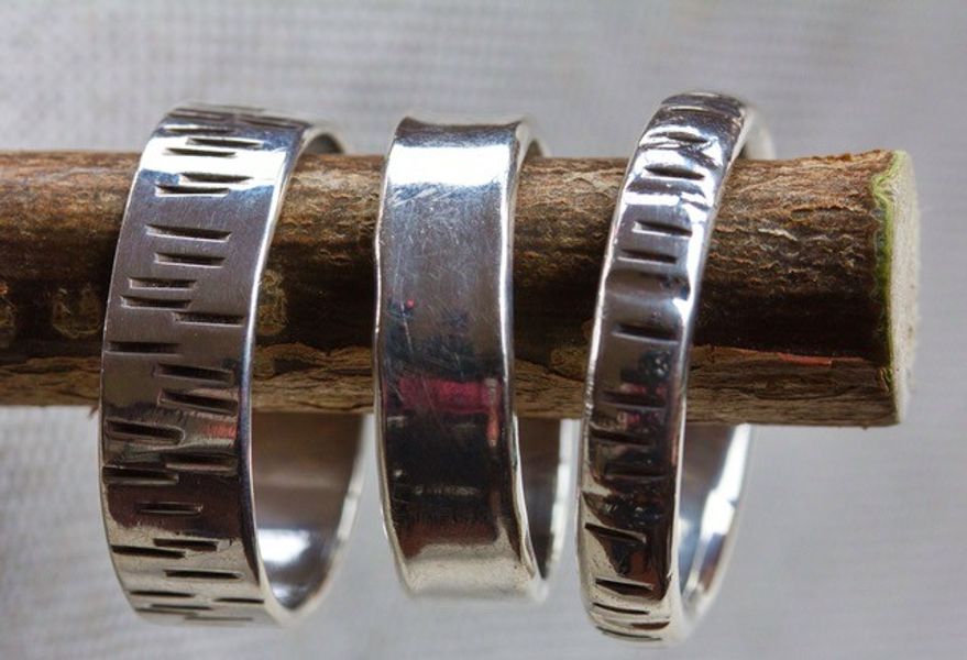 Textured and plain rings
