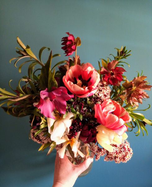 Homegrown flowers with coppery tones