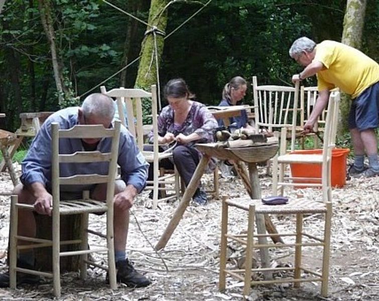 Course participants working on their chairs