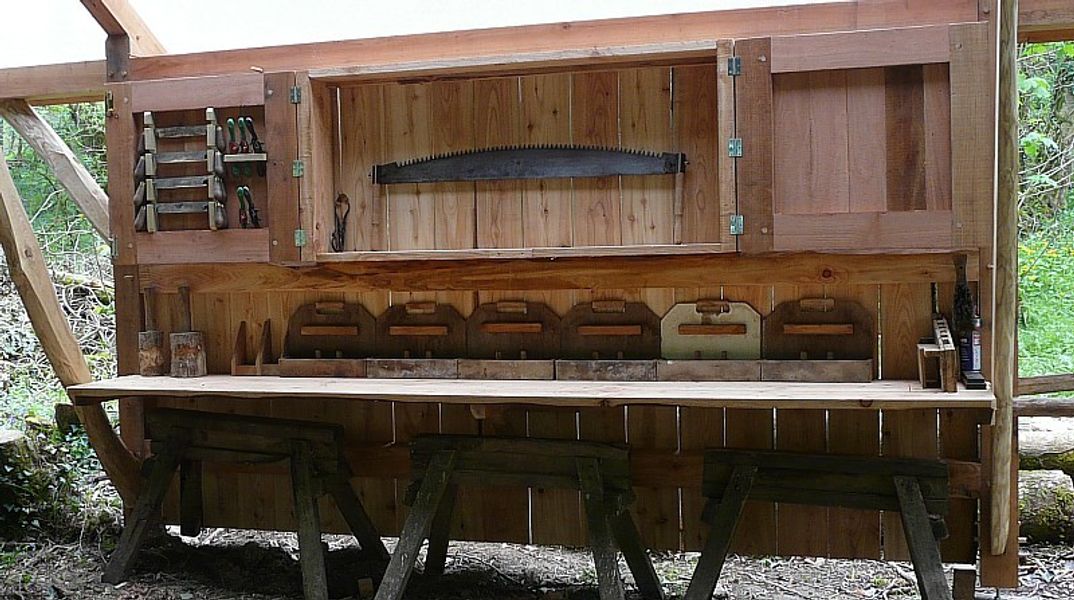 A workbench in the workshop shelter