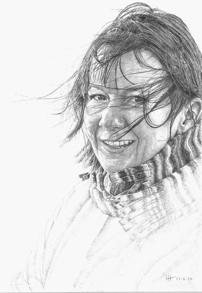 The Beginning of Everything, a pencil portrait that has been exhibited at Mall Galleries