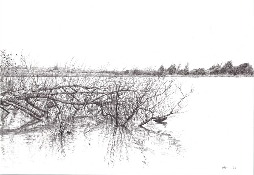 An Old Memory, pencil landscape drawing
