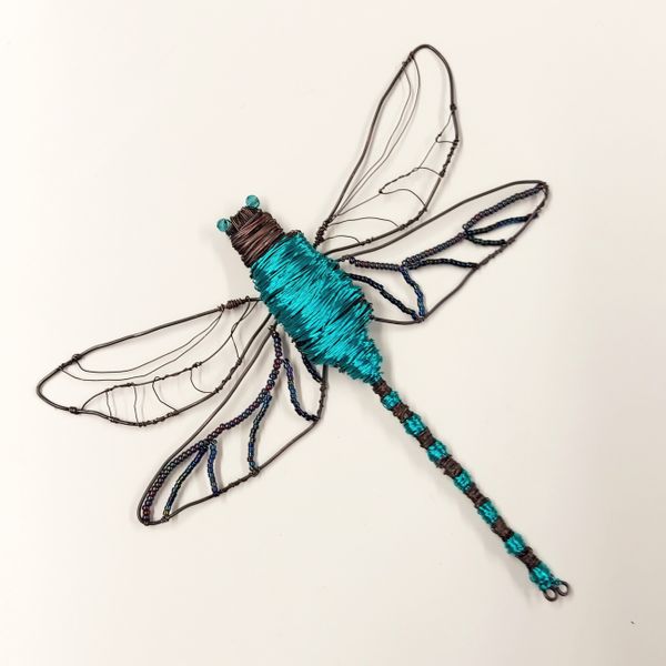 Wire dragonfly made on the wire insect workshop with Judith Brown