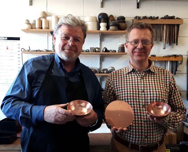 Des and John with their finished bowls.