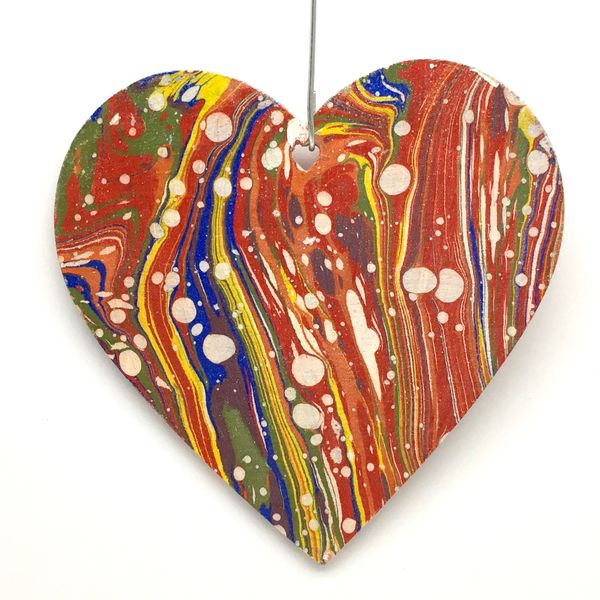 heart marbled woodcut