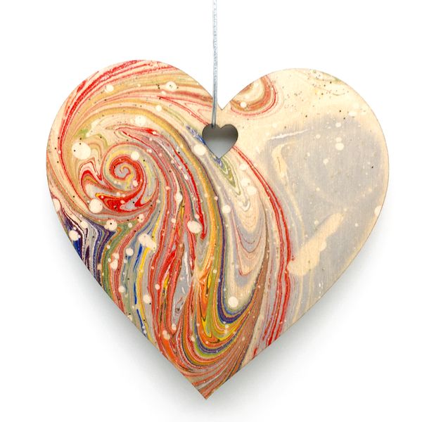 heart marbled woodcut