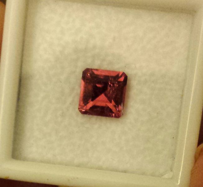 Pink tourmaline step cut square facet