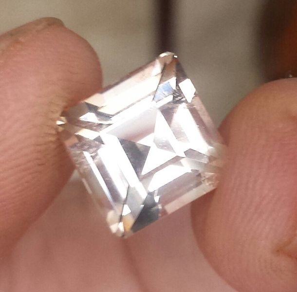 Peach topaz step cut square facet