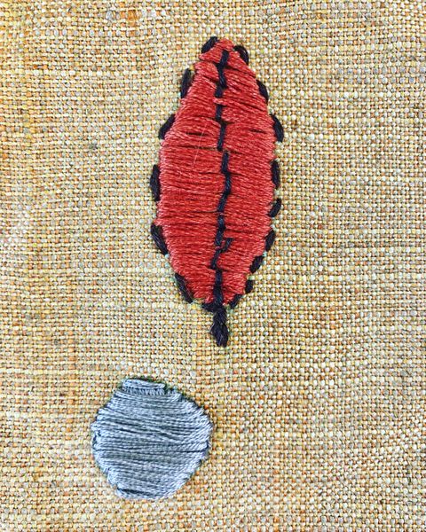 Satin stitch leaf sample 