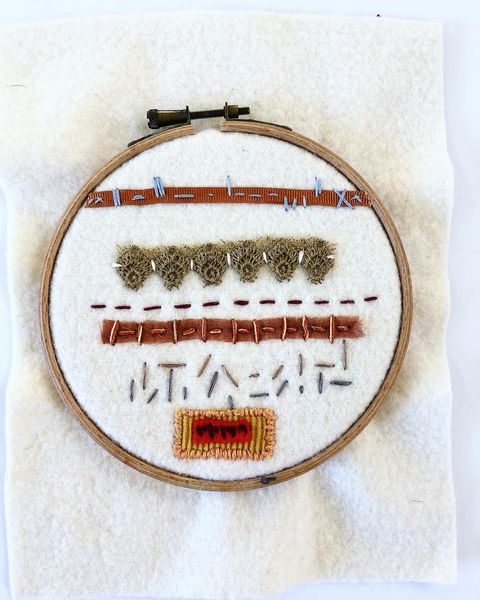 Straight stitches by Krys at the hand embroidery class 