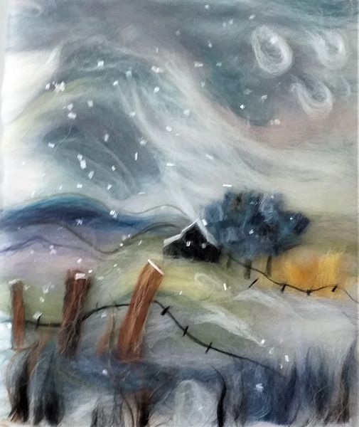 Winter landscape wool painting workshop with artist Raya Brown