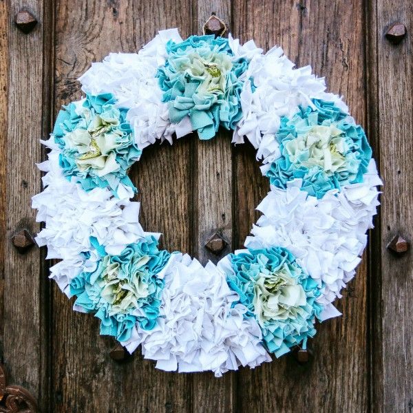 White Rag Rug Wreath