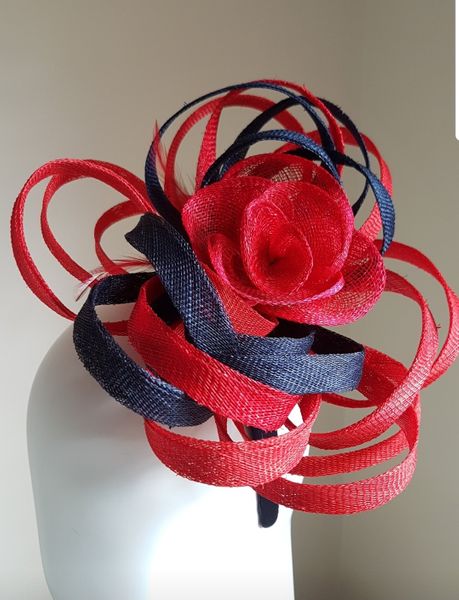 Navy and Red Looped Fascinator (Beginners Level)