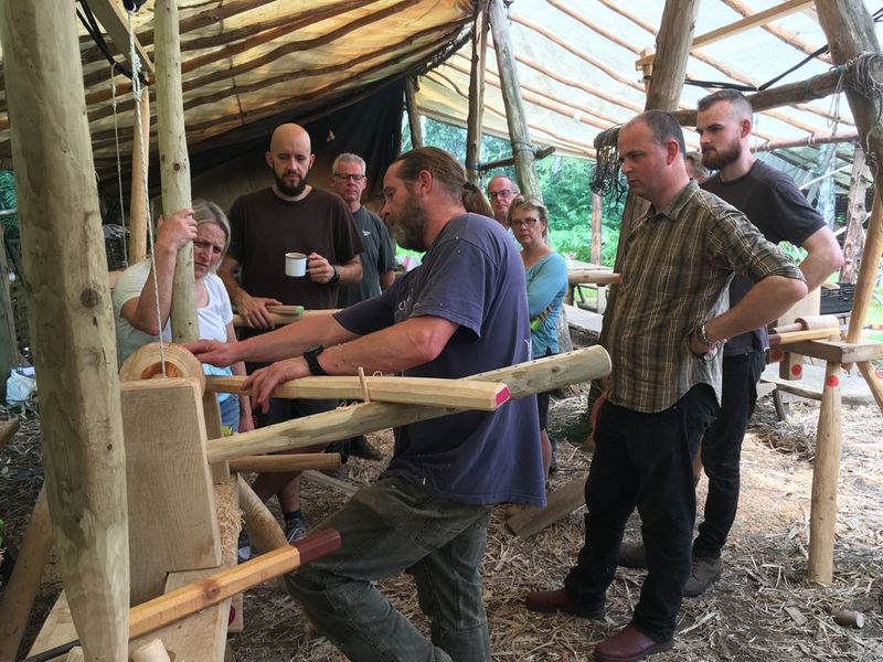 Bowl turning pole lathe at Greenwood Days