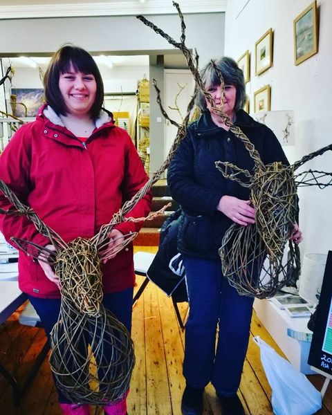 Willow Trophy Stag Heads at Creative with Nature Todmorden West Yorkshire