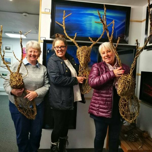 Willow Trophy Stag Heads at Creative with Nature Todmorden West Yorkshire