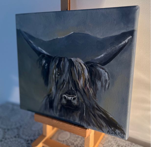 Highland cow in acrylic