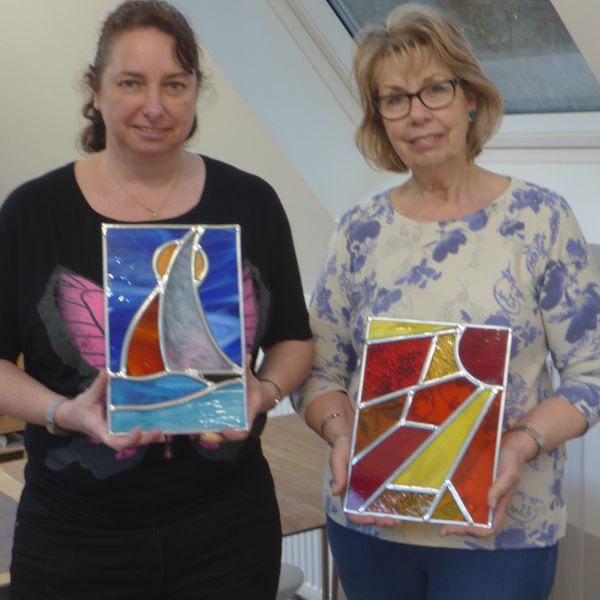Two great results from our beginners' stained glass course in Kent.