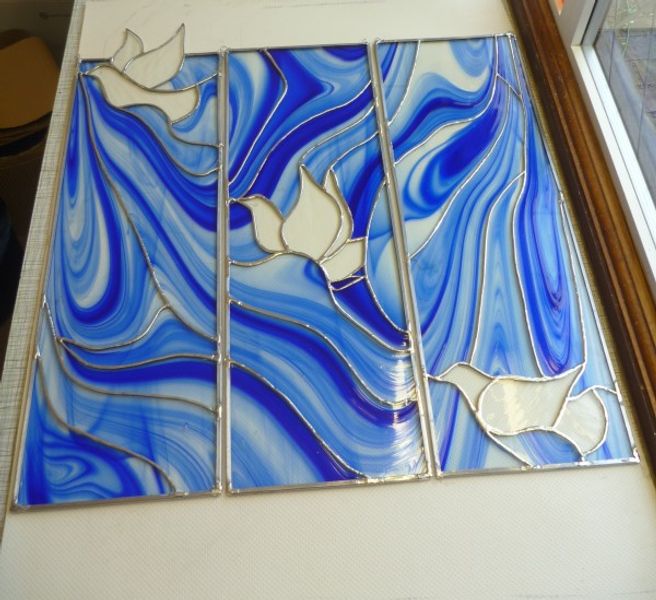On a regular weekly stained glass class you can make Tiffany copper foiled stained glass like this!