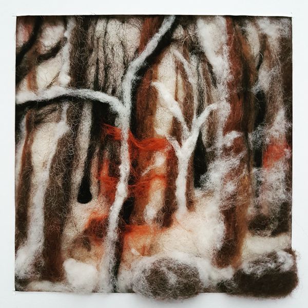 Felted woodlands in snow.