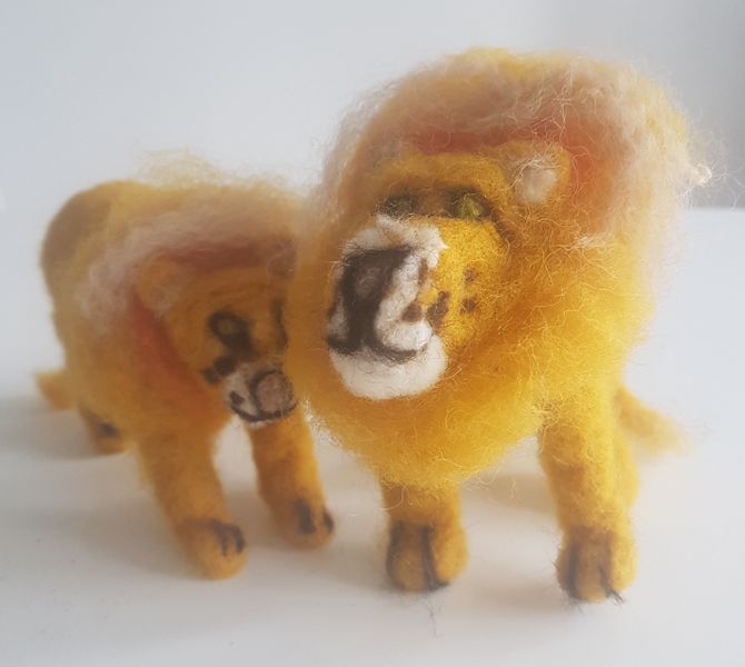 Felted lions.